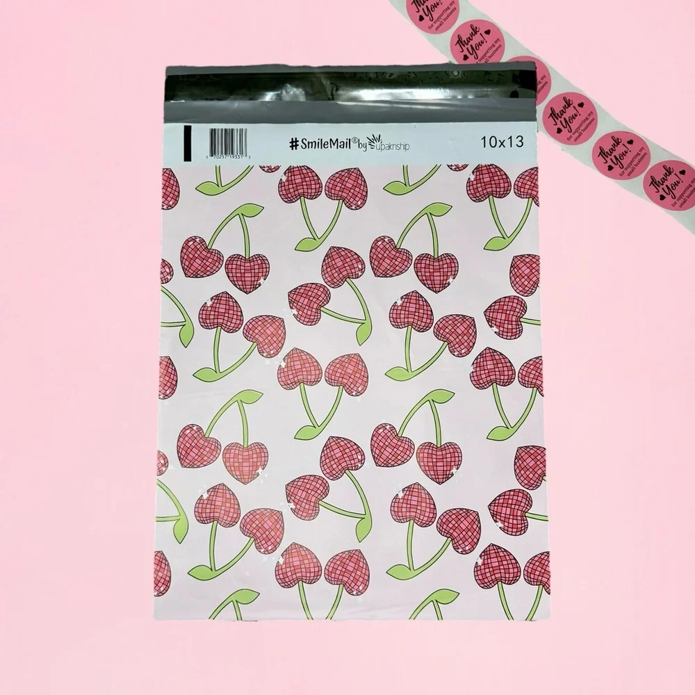 Cherry Bling Pink Shipping Bags Polymailers Poly Mailers Spring Summer 25 Pack